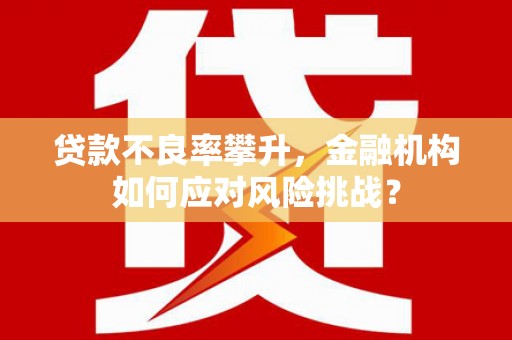 康马贷款不良率攀升，金融机构如何应对风险挑战？