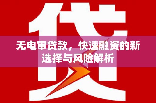习水无电审贷款，快速融资的新选择与风险解析
