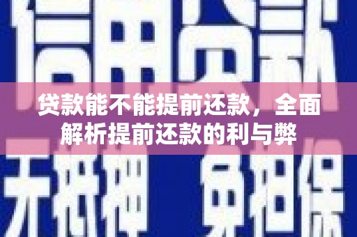 涡阳贷款能不能提前还款，全面解析提前还款的利与弊
