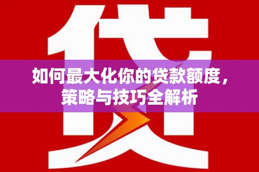 元谋如何最大化你的贷款额度，策略与技巧全解析